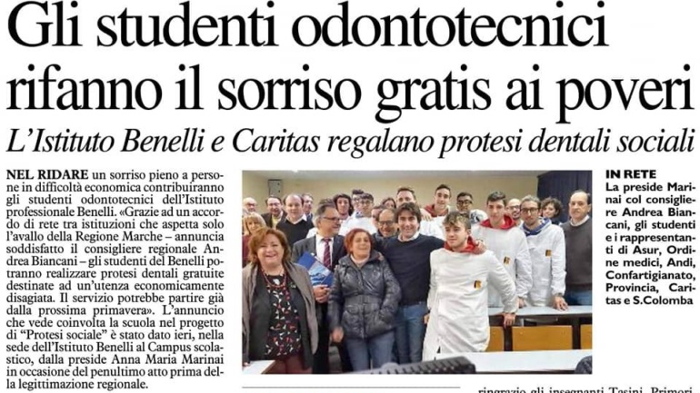 Protesi dentali sociali grazie all’Istituto Benelli e Caritas Pesaro