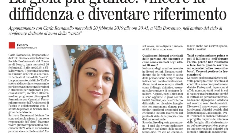 Mercoledì 20 febbraio 2019, ore 20.45, incontro con la dr.ssa Carla Romanello