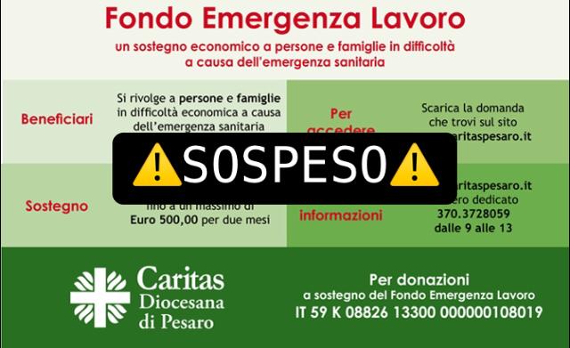 Il Fondo Emergenza Lavoro è sospeso dal 27 maggio!